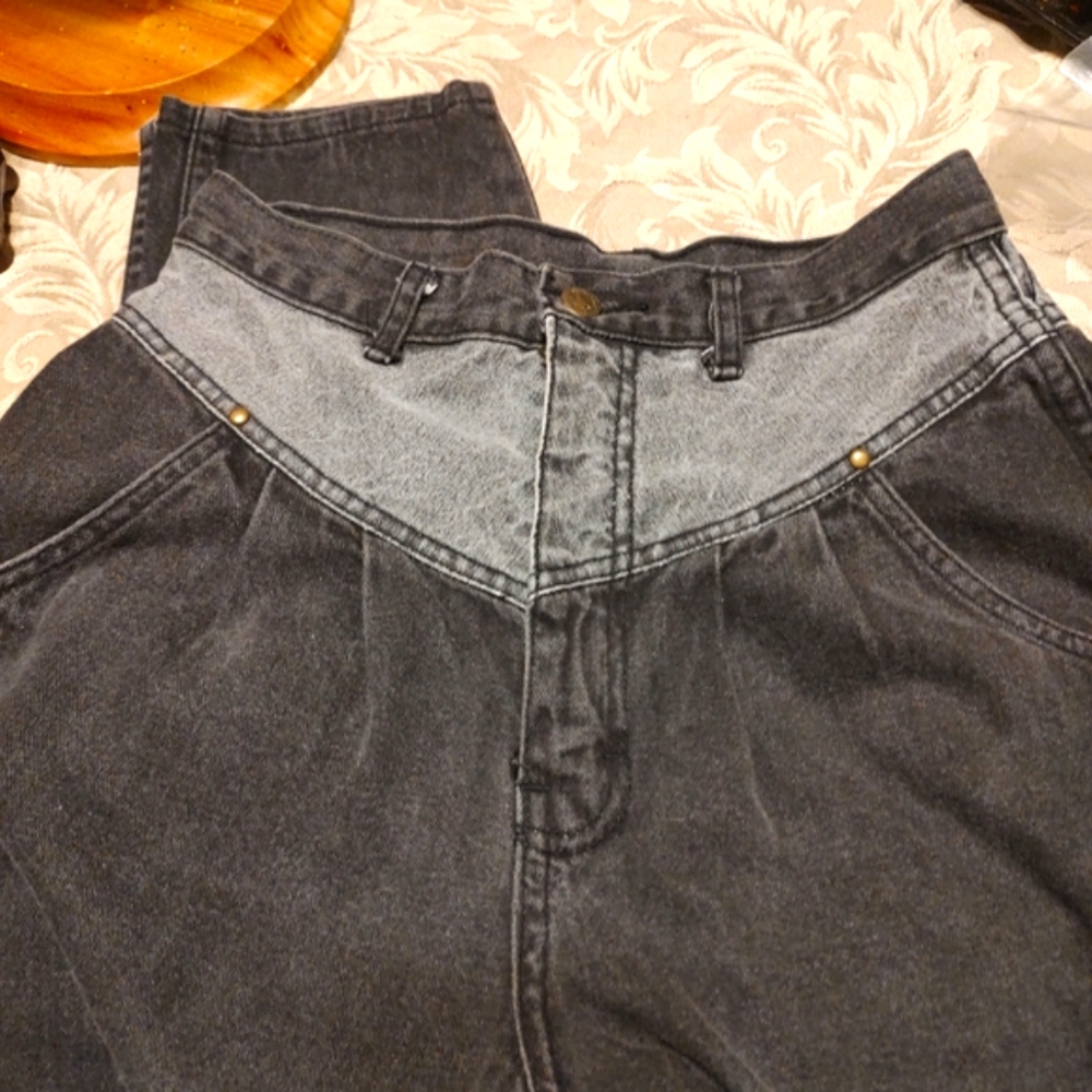 🐈‍⬛🩶🐈‍⬛ Amazing Vintage 80's Authentic Gitano 2-Toned Black & Grey Jeans - 10